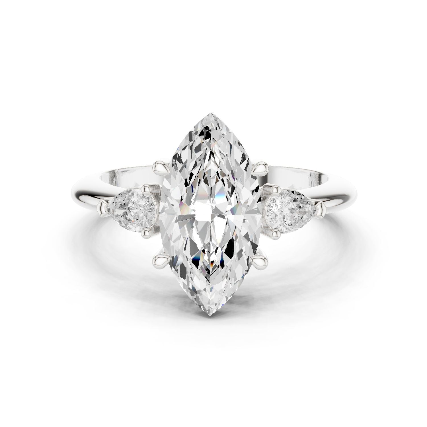 Marquise Lab Grown Diamond Three-Stone Engagement Ring