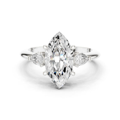 Marquise Lab Grown Diamond Three-Stone Engagement Ring