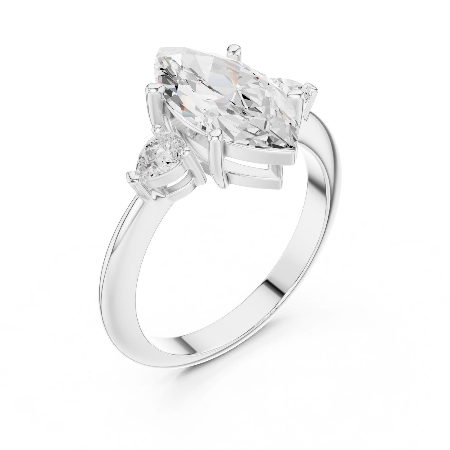 Marquise Lab Grown Diamond Three-Stone Engagement Ring
