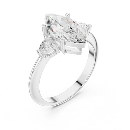 Marquise Lab Grown Diamond Three-Stone Engagement Ring