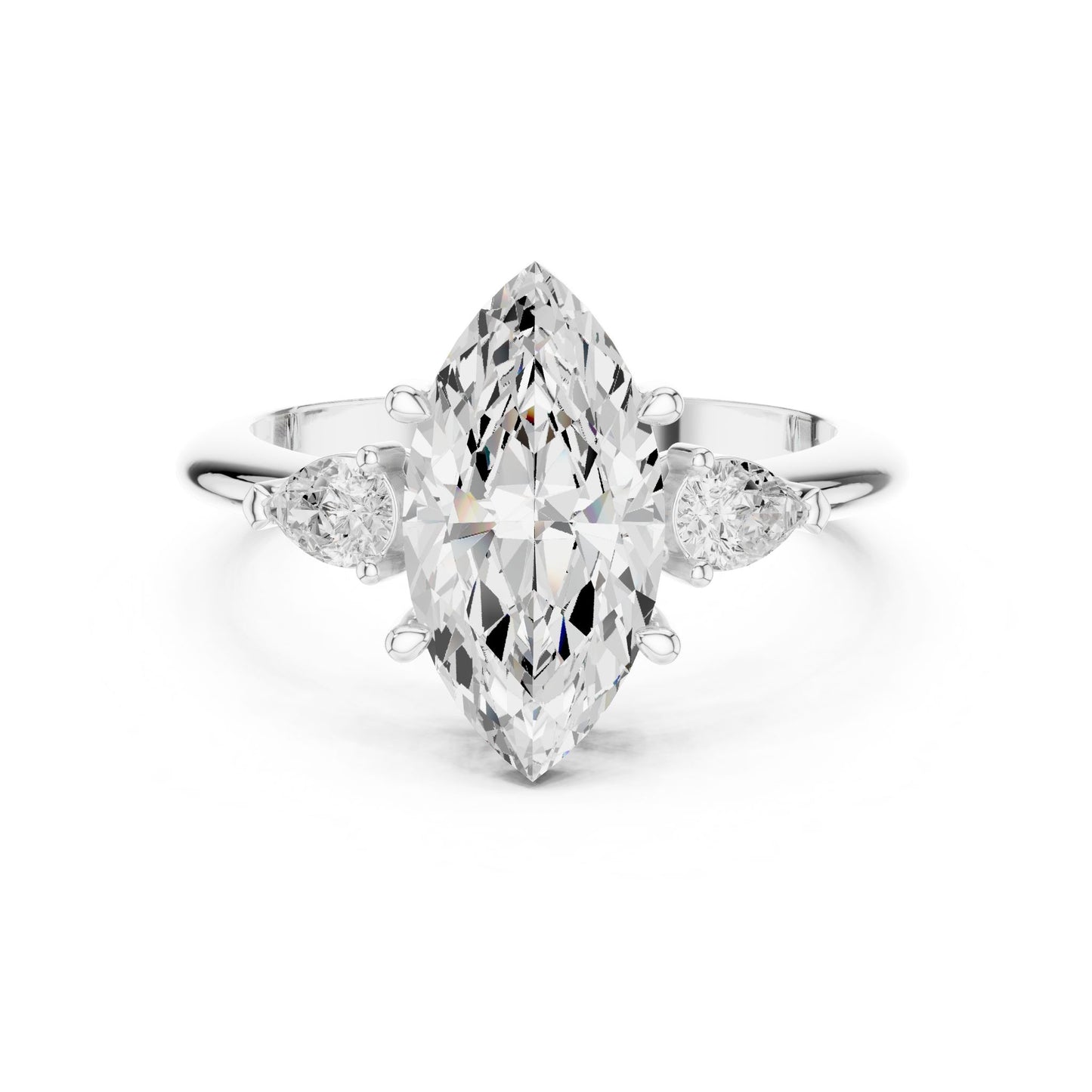 Marquise Lab Grown Diamond Three-Stone Engagement Ring