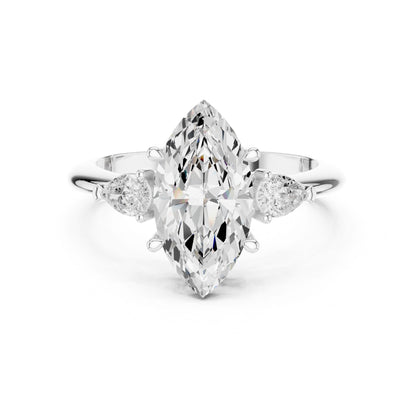 Marquise Lab Grown Diamond Three-Stone Engagement Ring