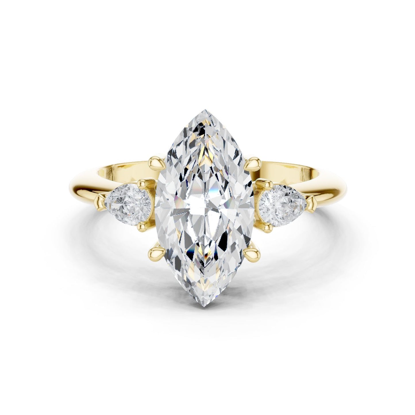 Marquise Lab Grown Diamond Three-Stone Engagement Ring