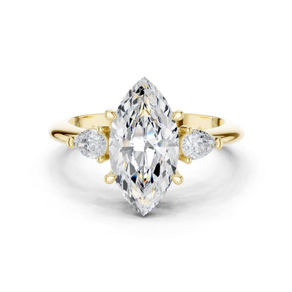 Marquise Lab Grown Diamond Three-Stone Engagement Ring