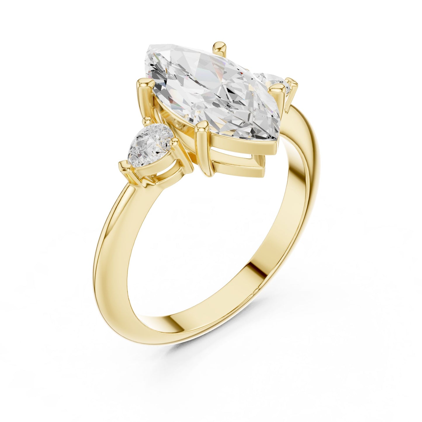 Marquise Lab Grown Diamond Three-Stone Engagement Ring