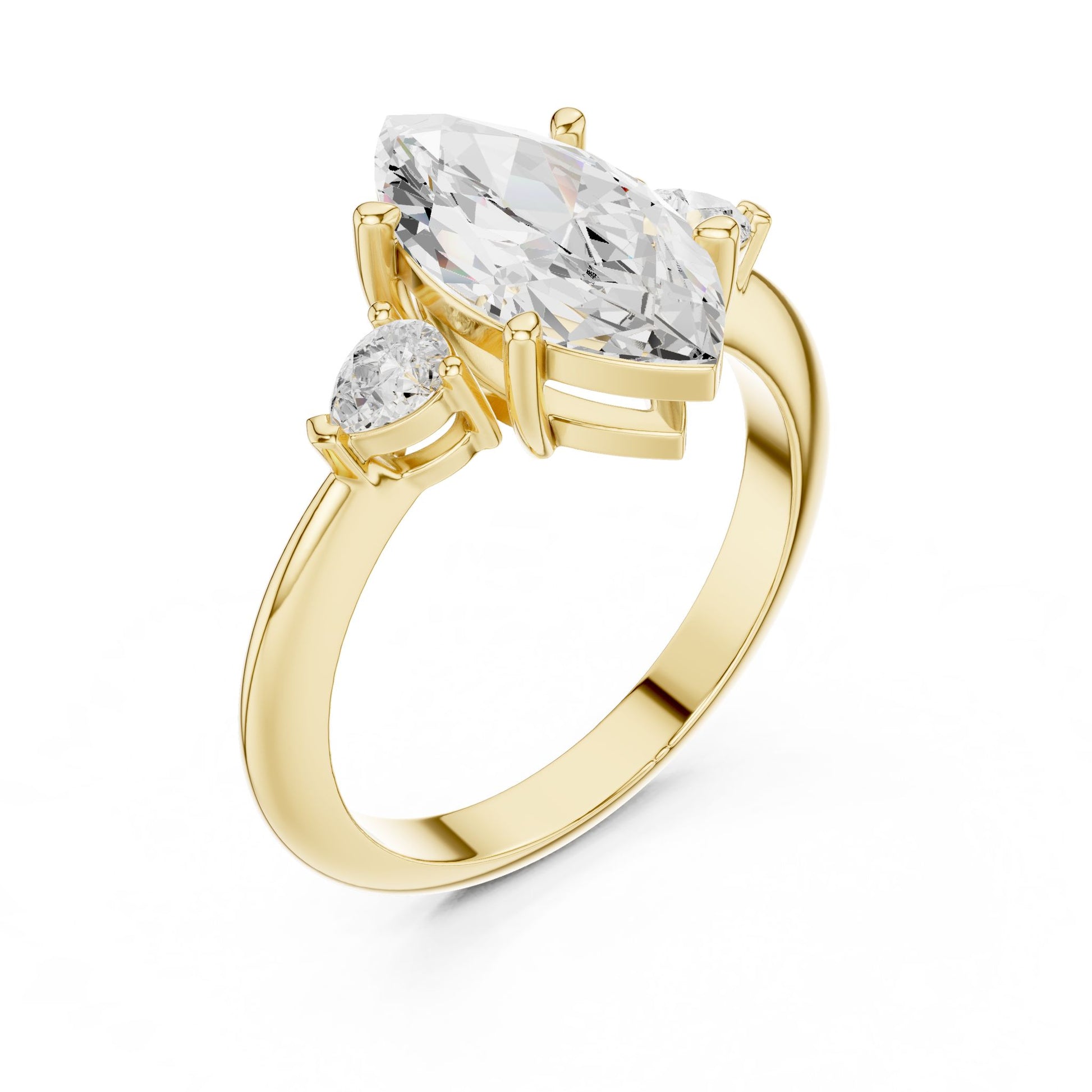 Marquise Lab Grown Diamond Three-Stone Engagement Ring