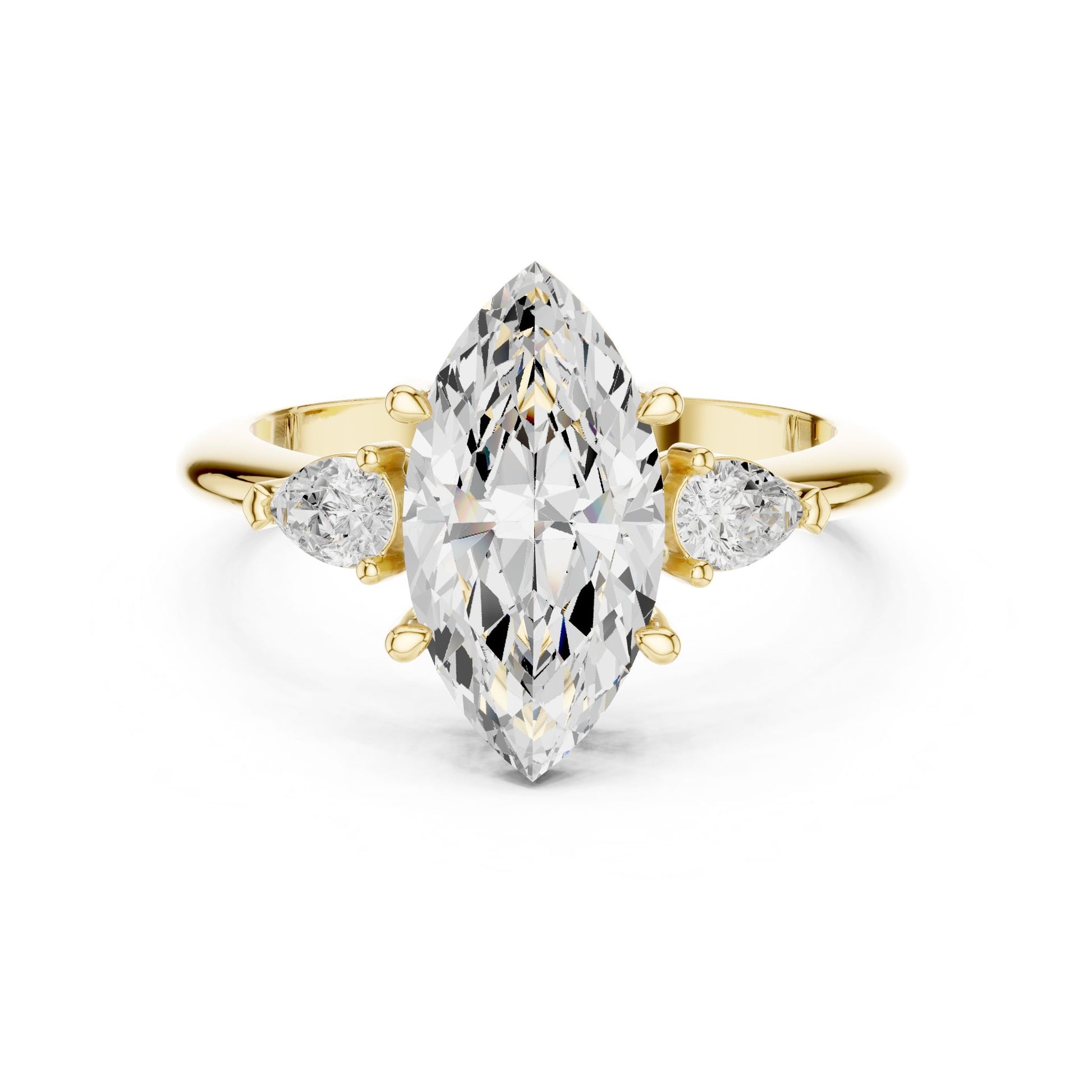 Marquise Lab Grown Diamond Three-Stone Engagement Ring