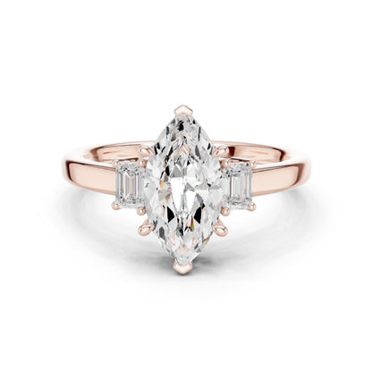 Marquise Lab Grown Diamond Three-Stone Engagement Ring