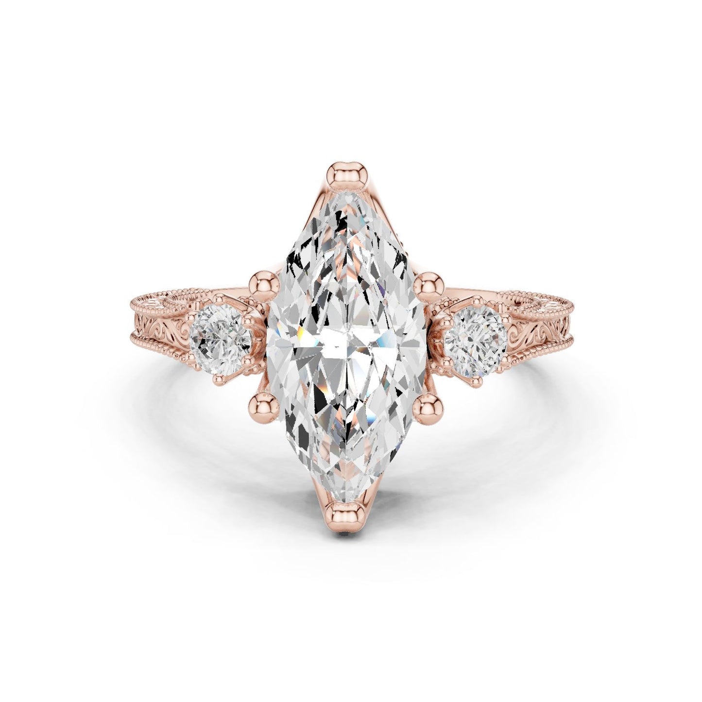 Marquise Lab Grown Diamond Three-Stone Engagement Ring