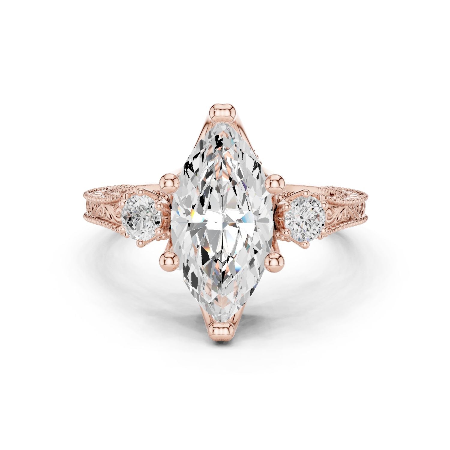 Marquise Lab Grown Diamond Three-Stone Engagement Ring