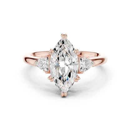 Marquise Lab Grown Diamond Three-Stone Engagement Ring