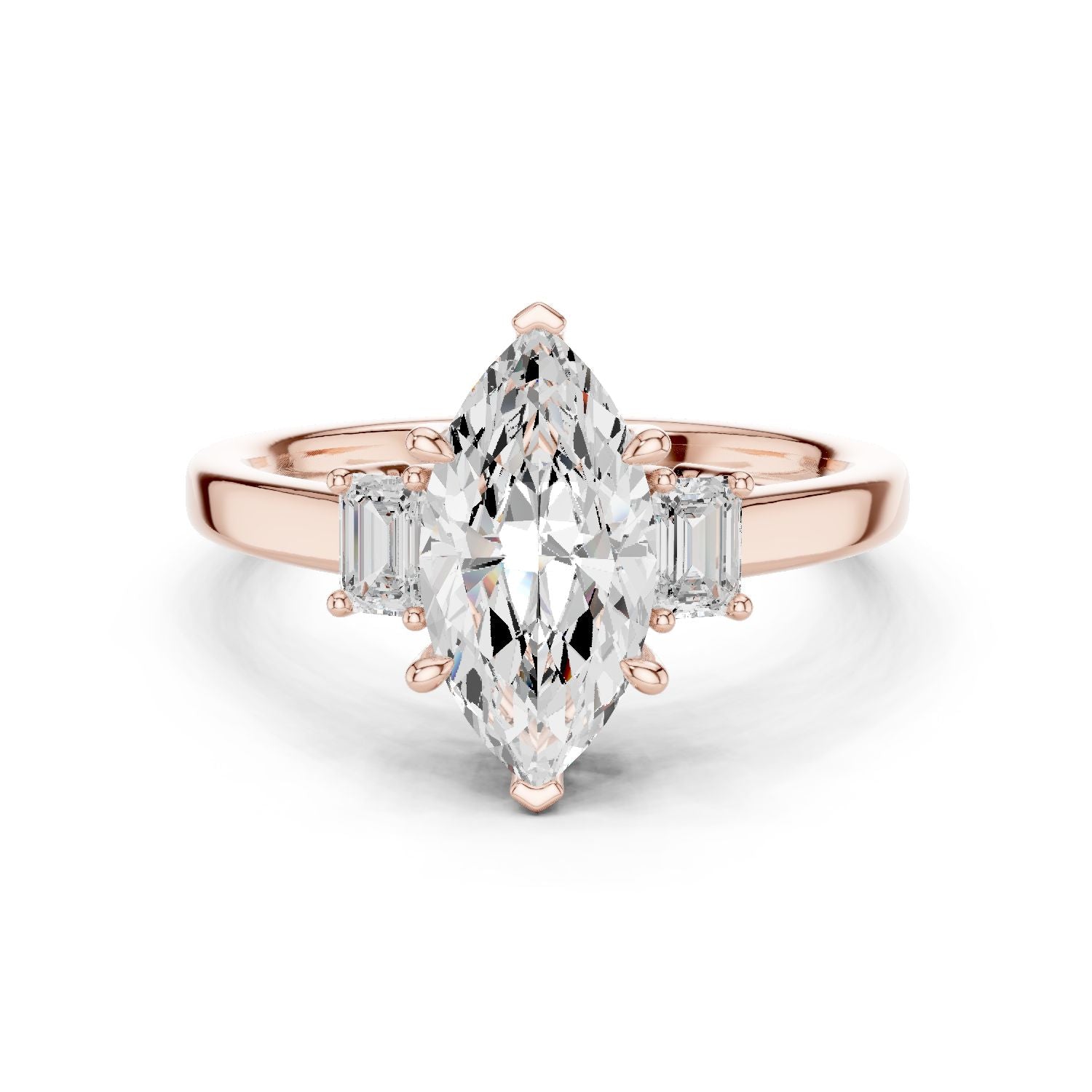 Marquise Lab Grown Diamond Three-Stone Engagement Ring