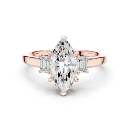 Marquise Lab Grown Diamond Three-Stone Engagement Ring