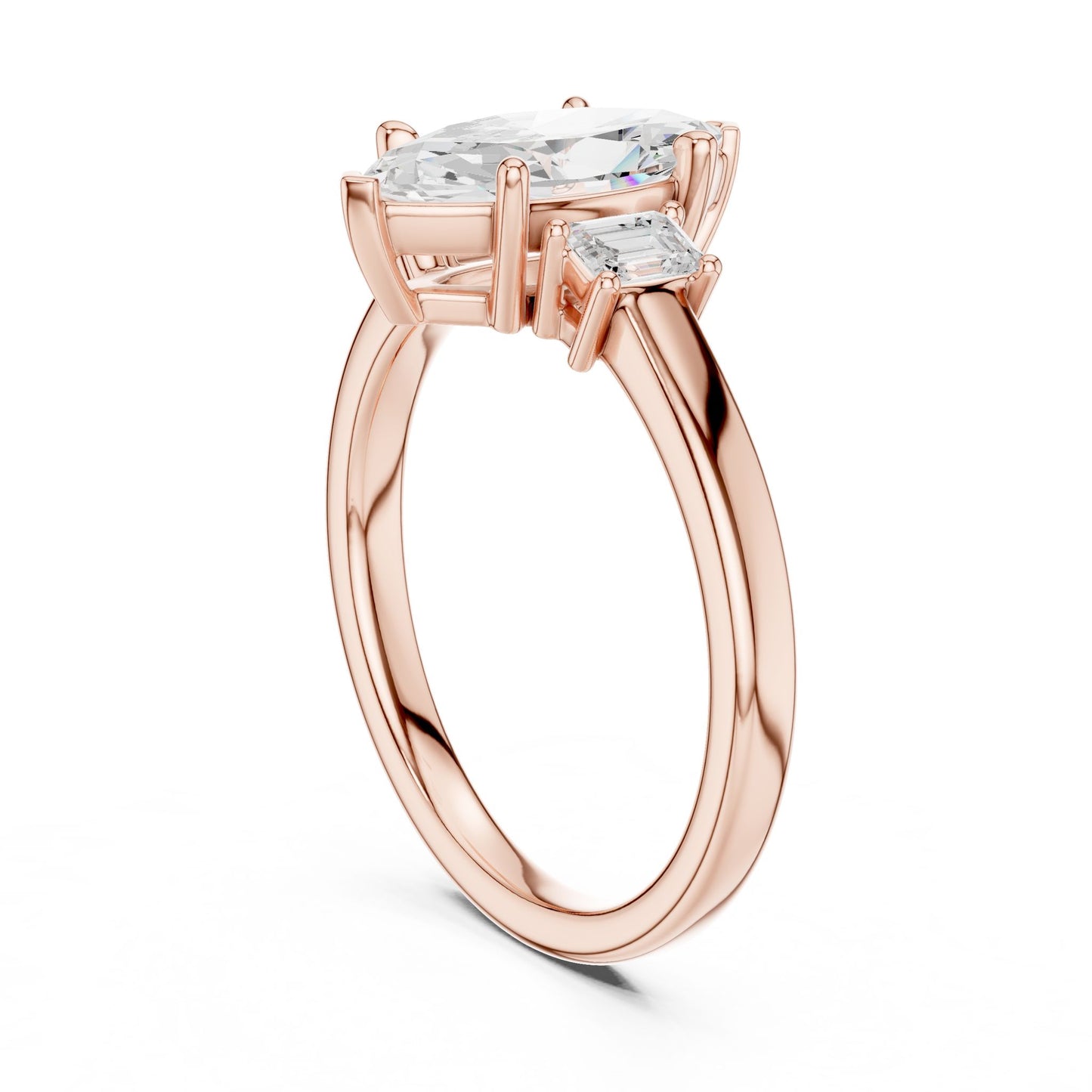 Marquise Lab Grown Diamond Three-Stone Engagement Ring