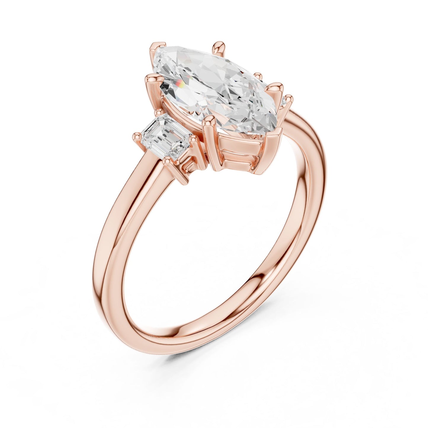 Marquise Lab Grown Diamond Three-Stone Engagement Ring