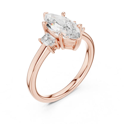 Marquise Lab Grown Diamond Three-Stone Engagement Ring