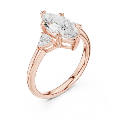 Marquise Lab Grown Diamond Three-Stone Engagement Ring