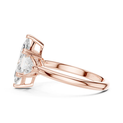 Marquise Lab Grown Diamond Three-Stone Engagement Ring