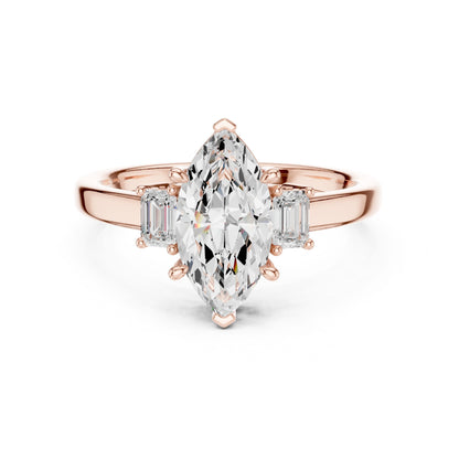 Marquise Lab Grown Diamond Three-Stone Engagement Ring