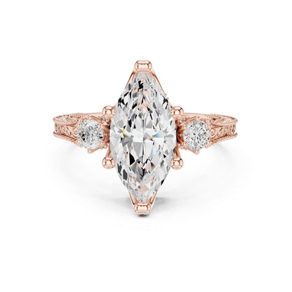 Marquise Lab Grown Diamond Three-Stone Engagement Ring