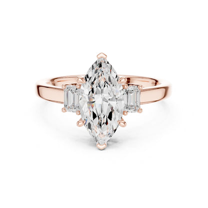 Marquise Lab Grown Diamond Three-Stone Engagement Ring