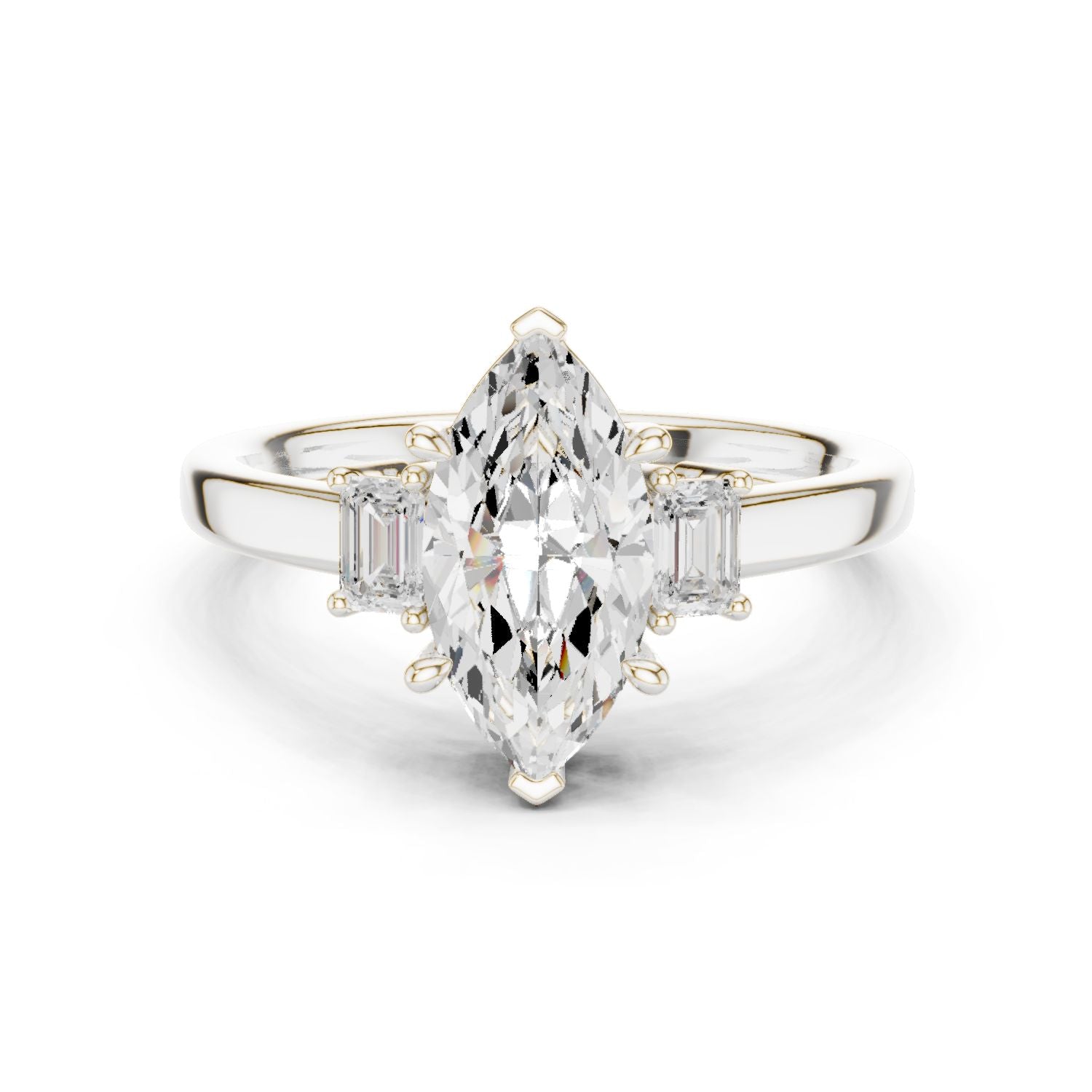Marquise Lab Grown Diamond Three-Stone Engagement Ring