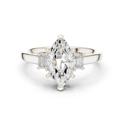 Marquise Lab Grown Diamond Three-Stone Engagement Ring