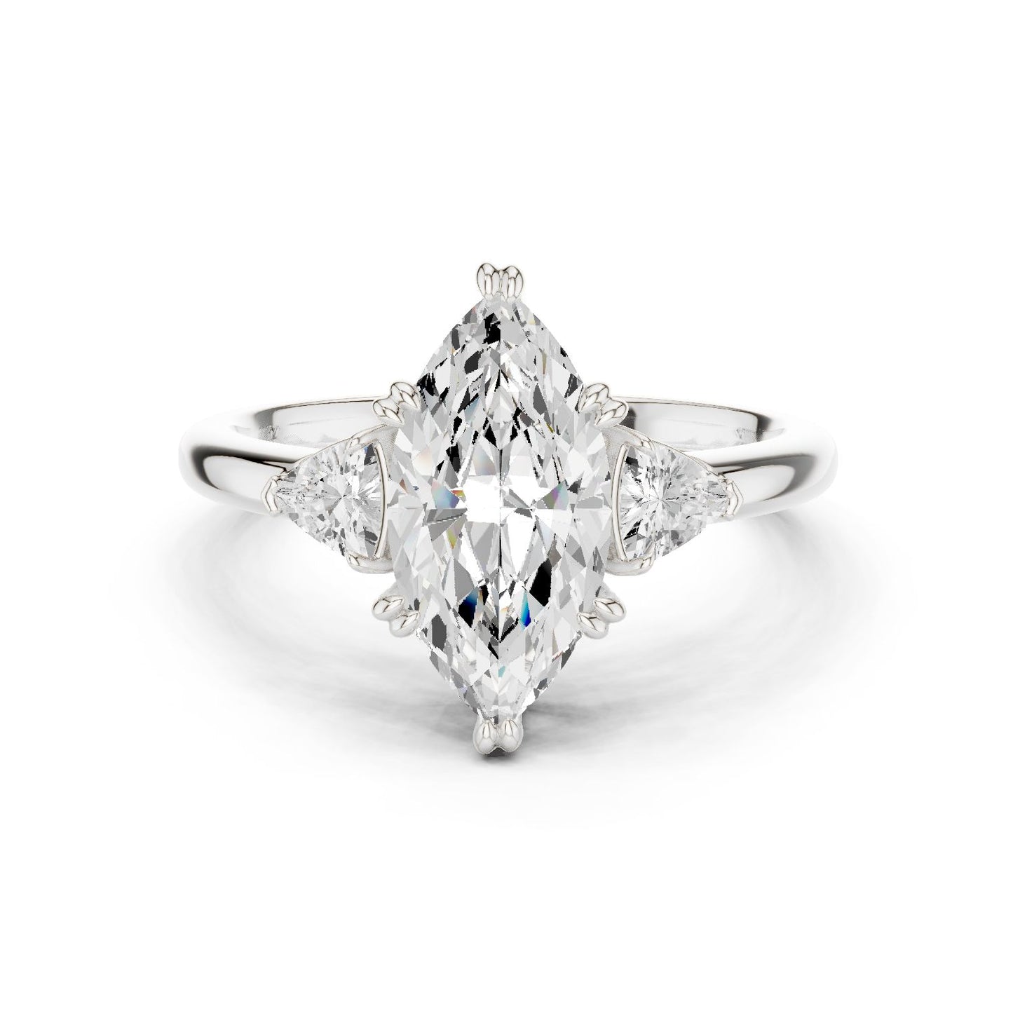 Marquise Lab Grown Diamond Three-Stone Engagement Ring