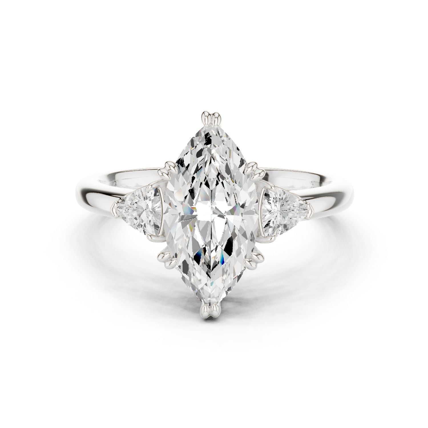 Marquise Lab Grown Diamond Three-Stone Engagement Ring