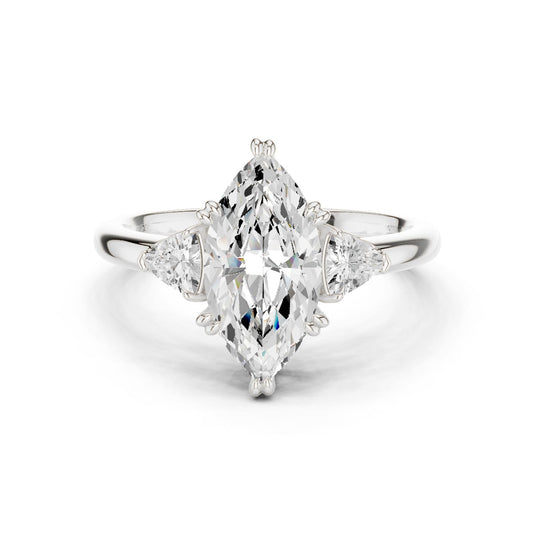 Marquise Lab Grown Diamond Three-Stone Engagement Ring