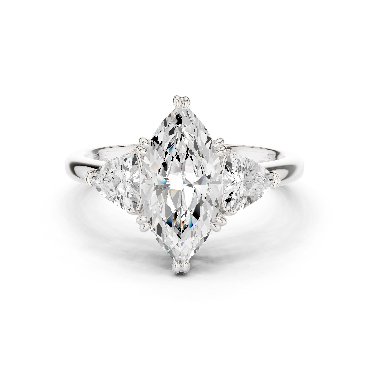 Marquise Lab Grown Diamond Three-Stone Engagement Ring