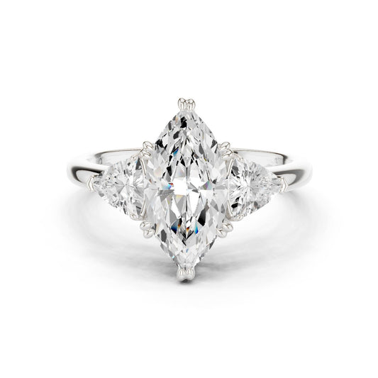 Marquise Lab Grown Diamond Three-Stone Engagement Ring