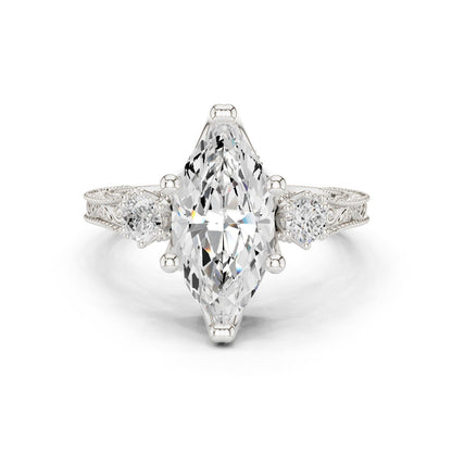 Marquise Lab Grown Diamond Three-Stone Engagement Ring