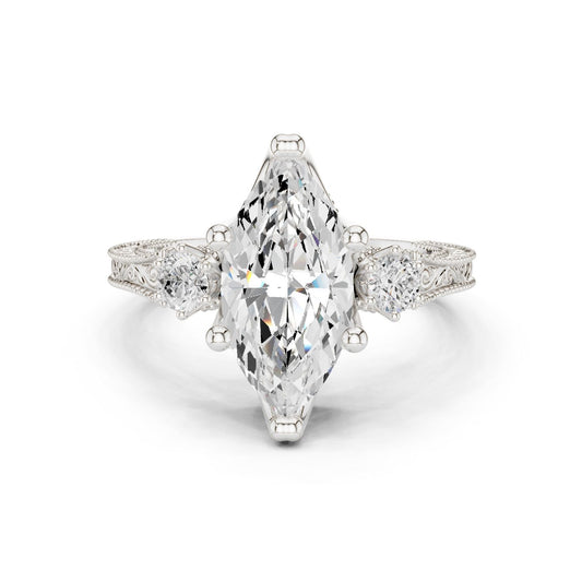 Marquise Lab Grown Diamond Three-Stone Engagement Ring