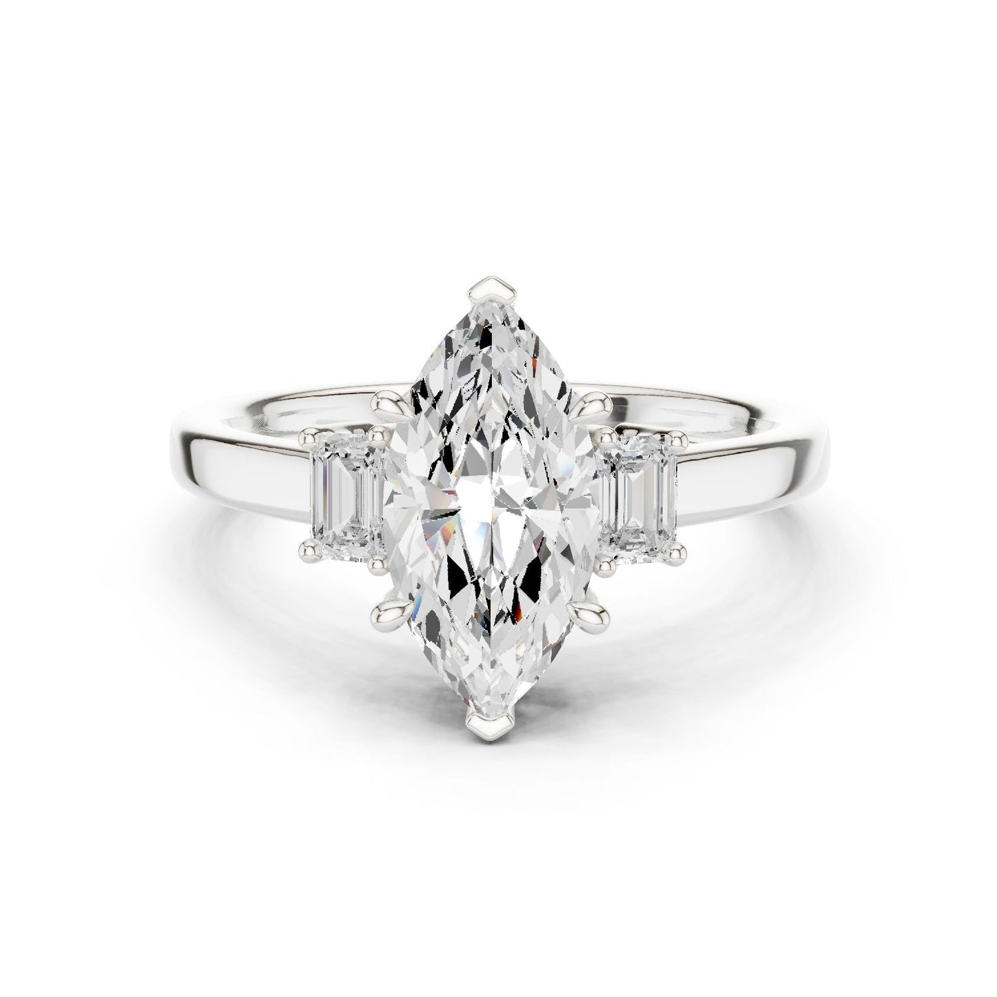 Marquise Lab Grown Diamond Three-Stone Engagement Ring