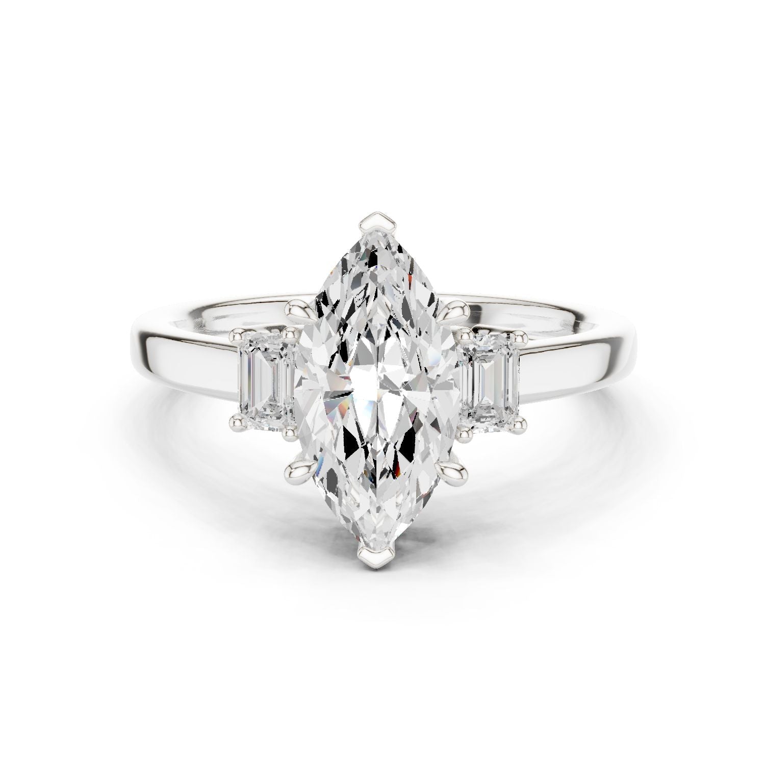 Marquise Lab Grown Diamond Three-Stone Engagement Ring