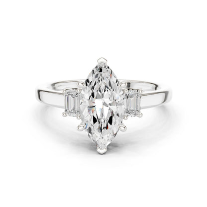 Marquise Lab Grown Diamond Three-Stone Engagement Ring