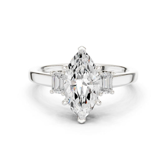 Marquise Lab Grown Diamond Three-Stone Engagement Ring
