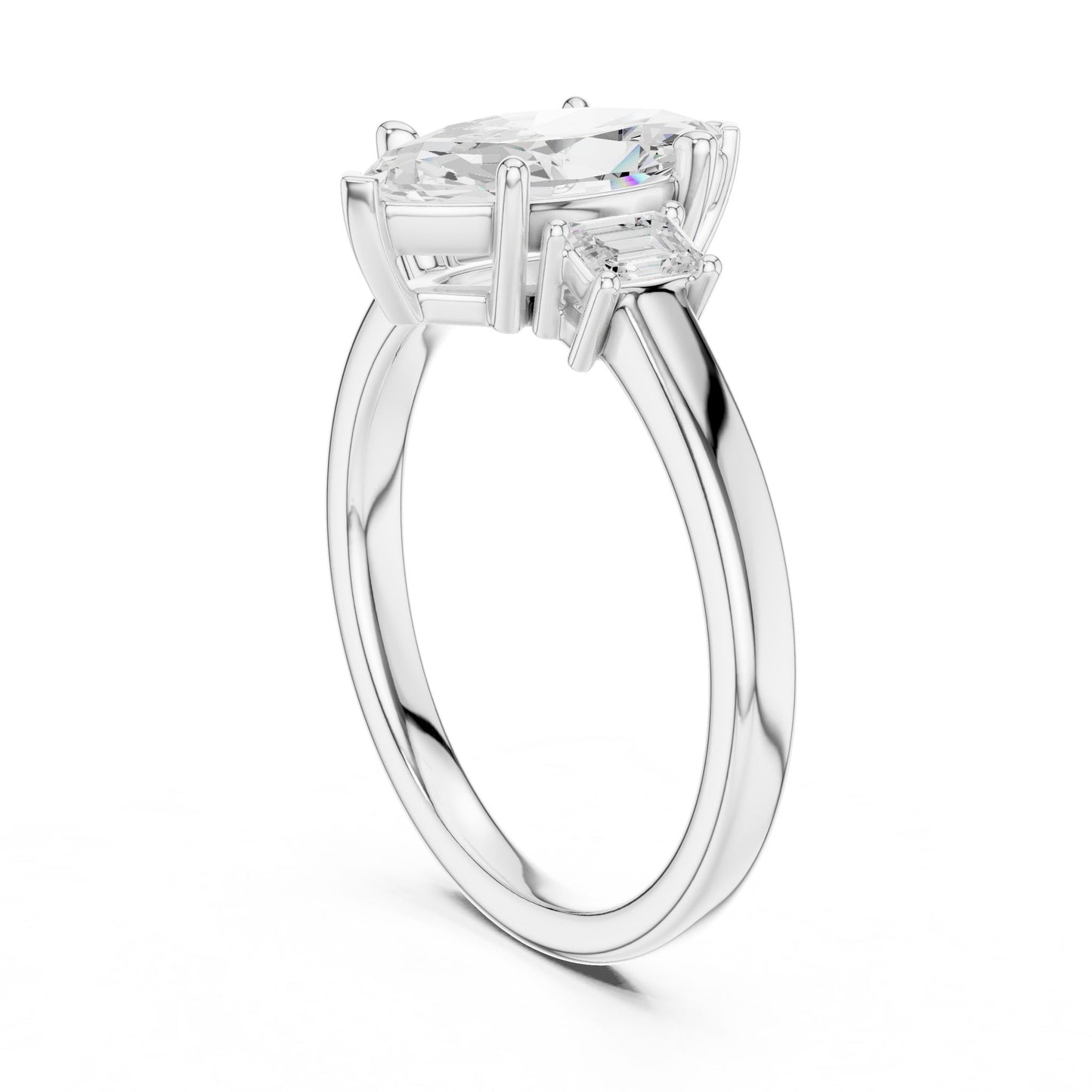 Marquise Lab Grown Diamond Three-Stone Engagement Ring