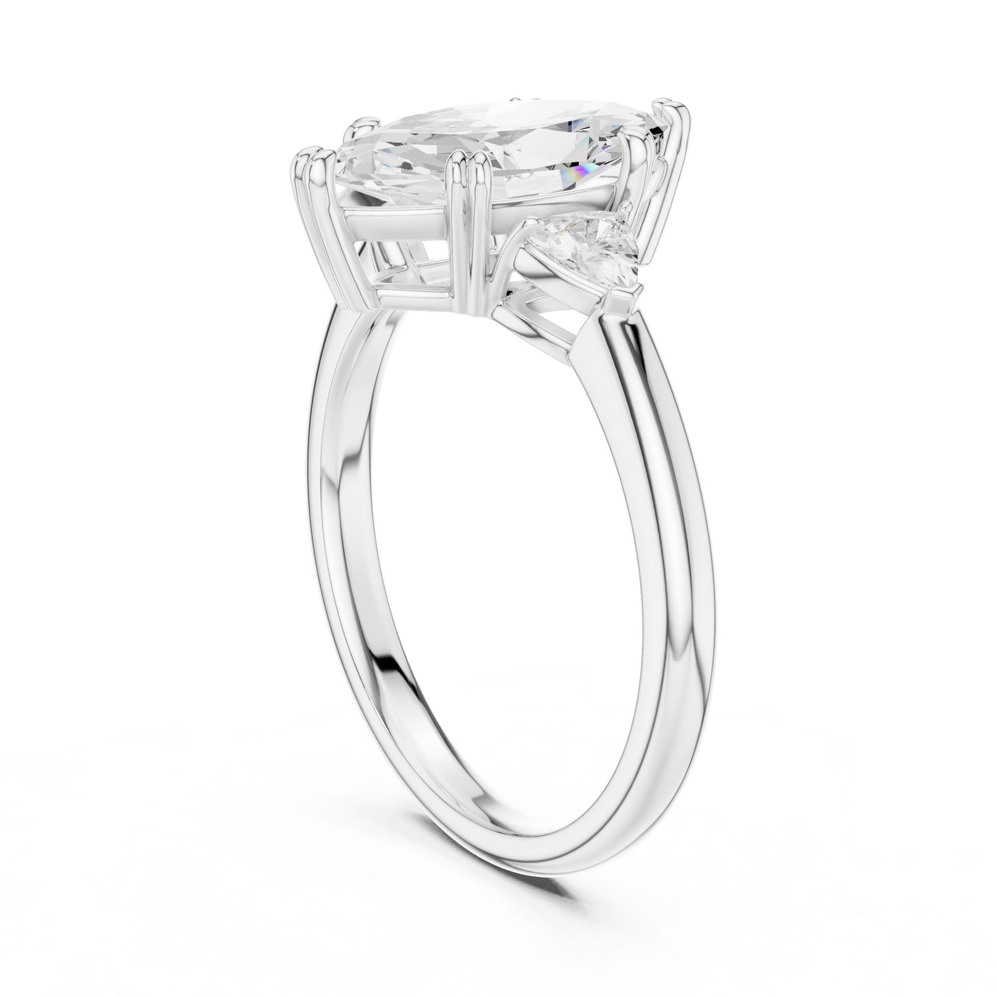 Marquise Lab Grown Diamond Three-Stone Engagement Ring