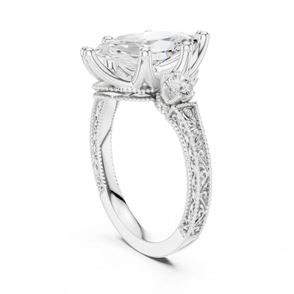 Marquise Lab Grown Diamond Three-Stone Engagement Ring