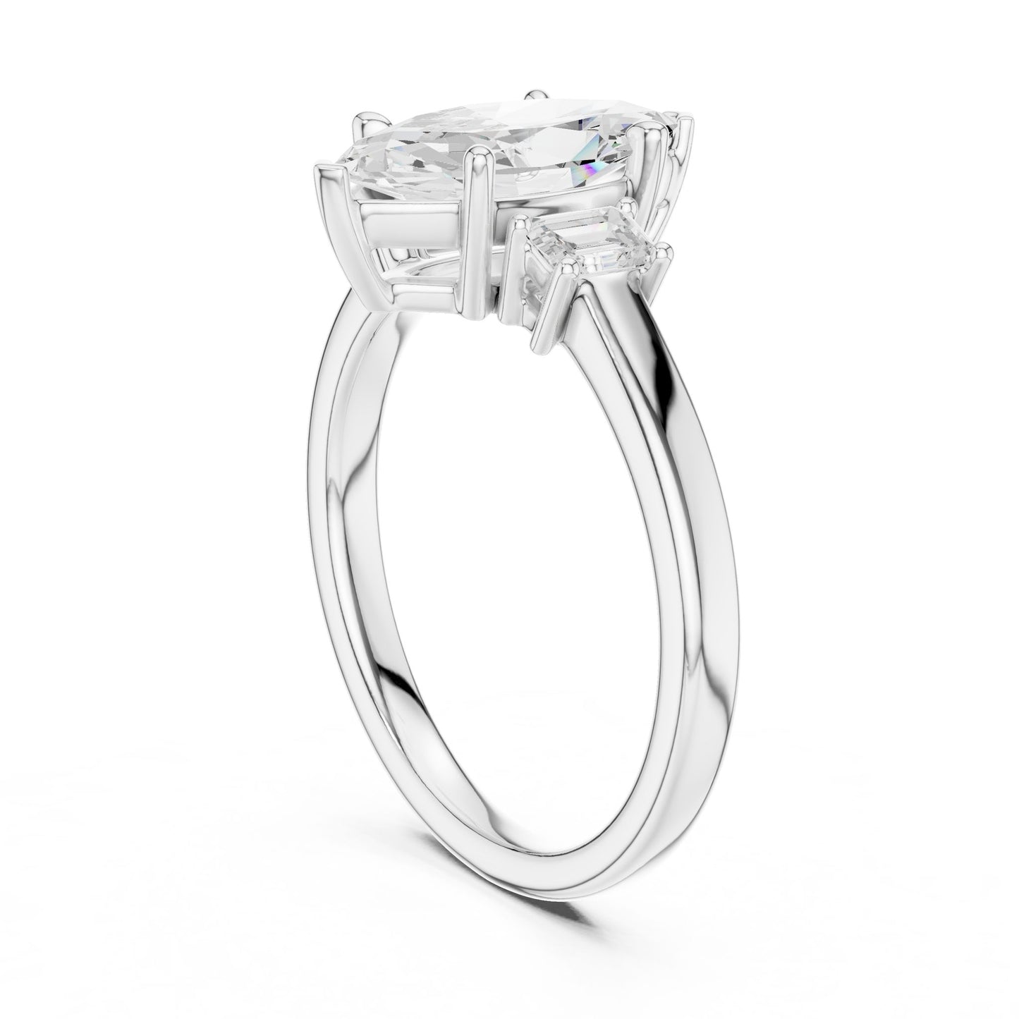 Marquise Lab Grown Diamond Three-Stone Engagement Ring