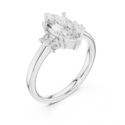 Marquise Lab Grown Diamond Three-Stone Engagement Ring