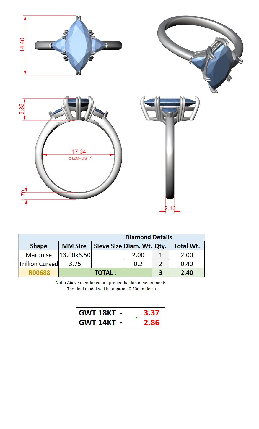 Marquise Lab Grown Diamond Three-Stone Engagement Ring