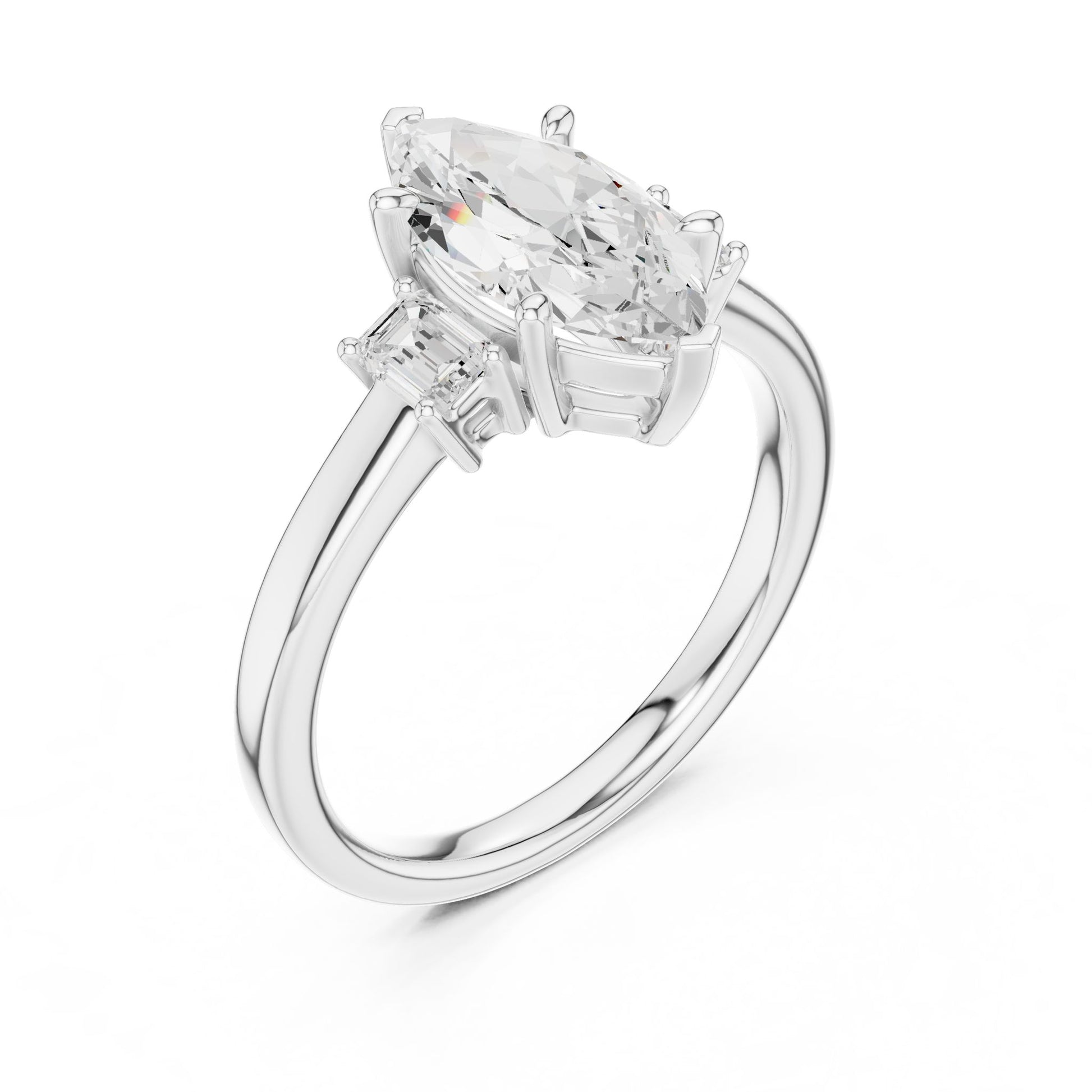 Marquise Lab Grown Diamond Three-Stone Engagement Ring