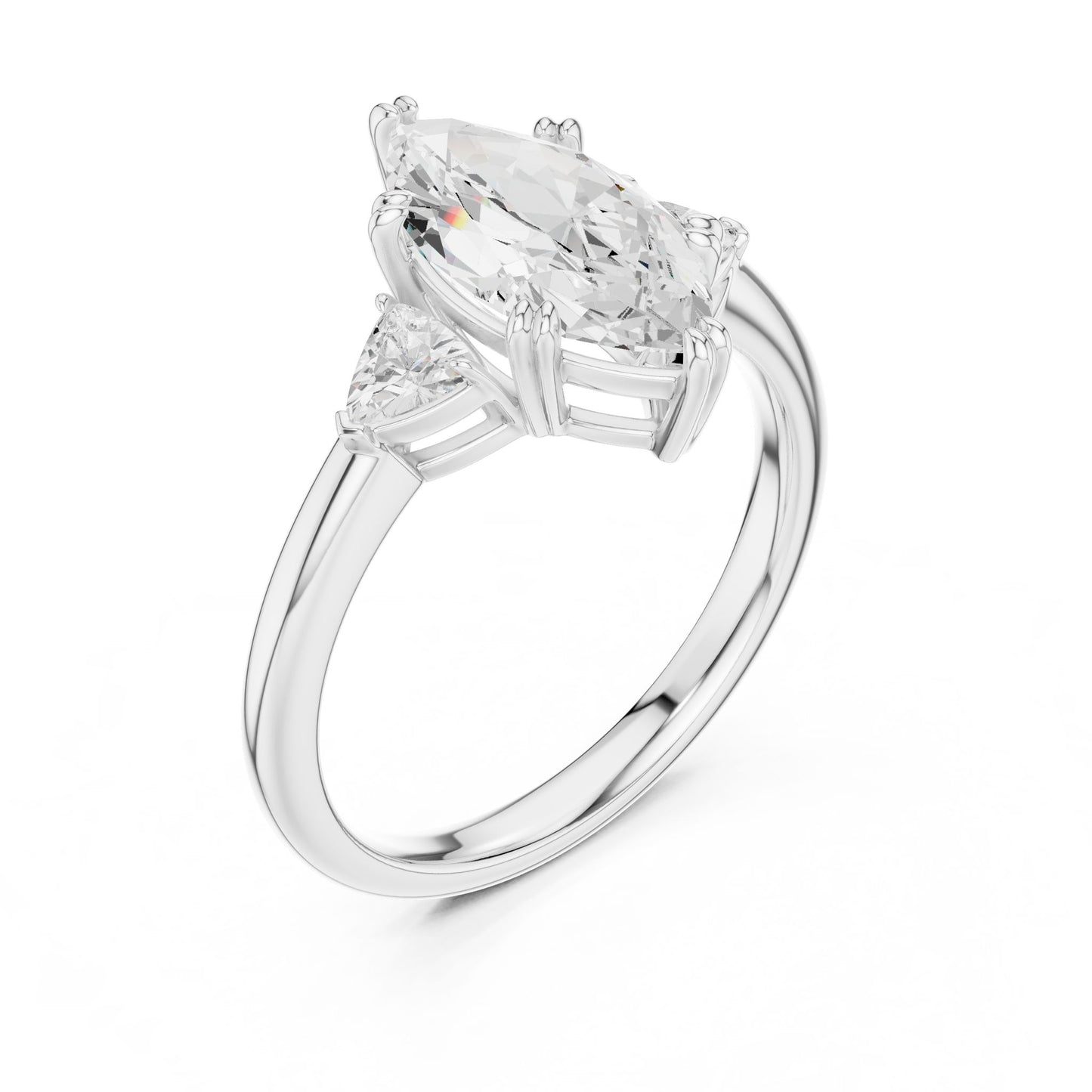 Marquise Lab Grown Diamond Three-Stone Engagement Ring
