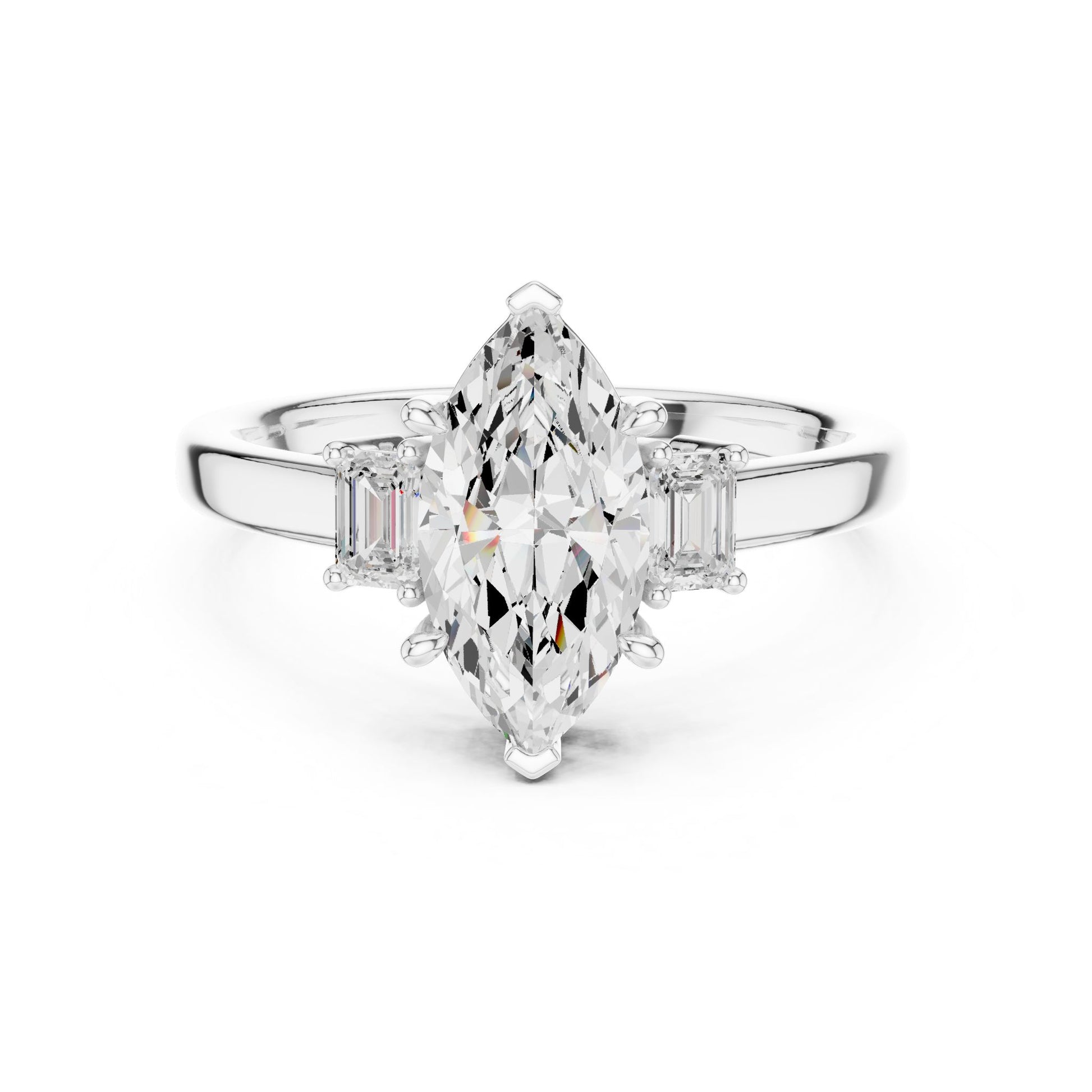 Marquise Lab Grown Diamond Three-Stone Engagement Ring