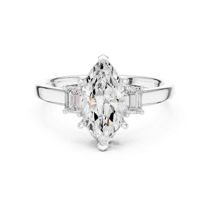 Marquise Lab Grown Diamond Three-Stone Engagement Ring