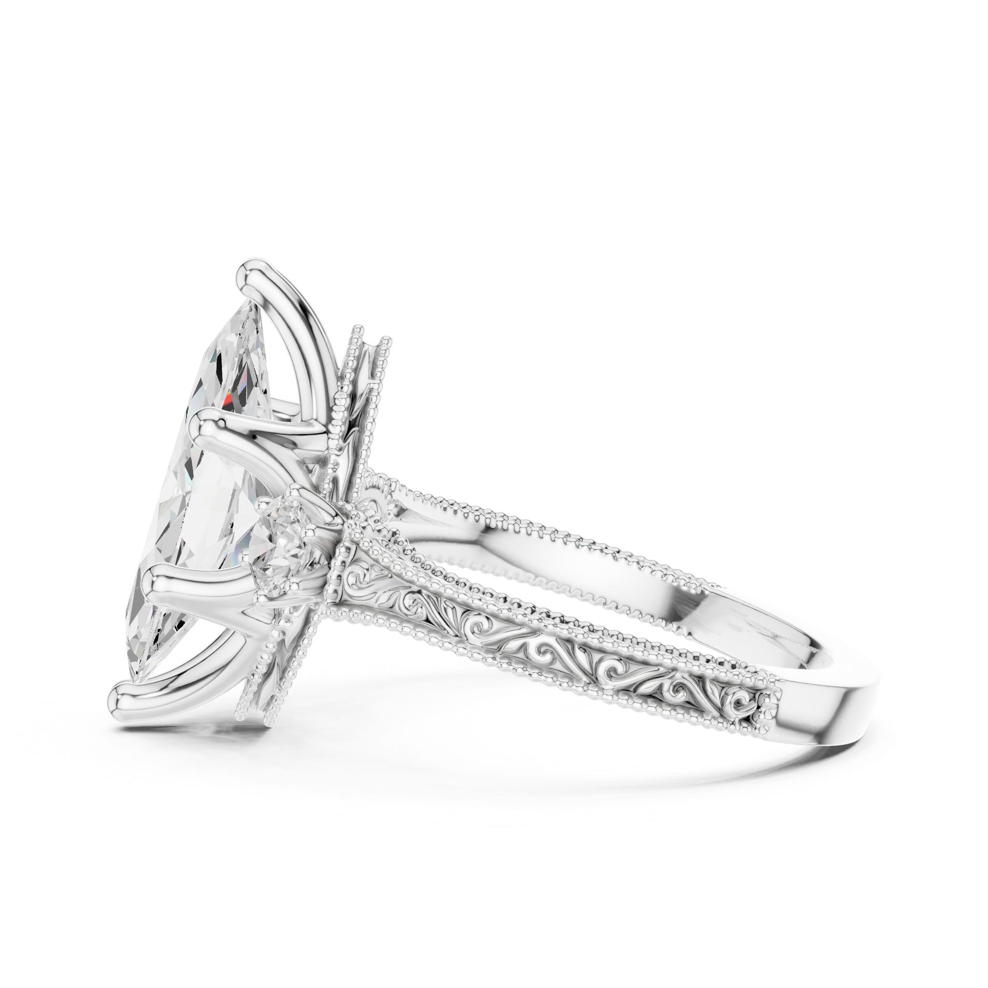 Marquise Lab Grown Diamond Three-Stone Engagement Ring