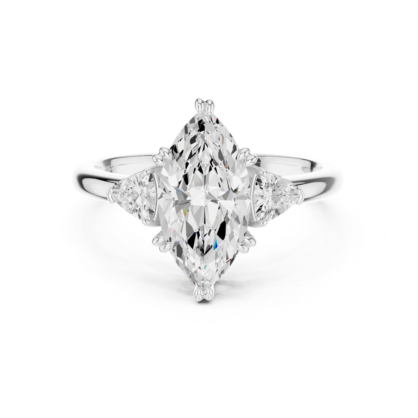 Marquise Lab Grown Diamond Three-Stone Engagement Ring